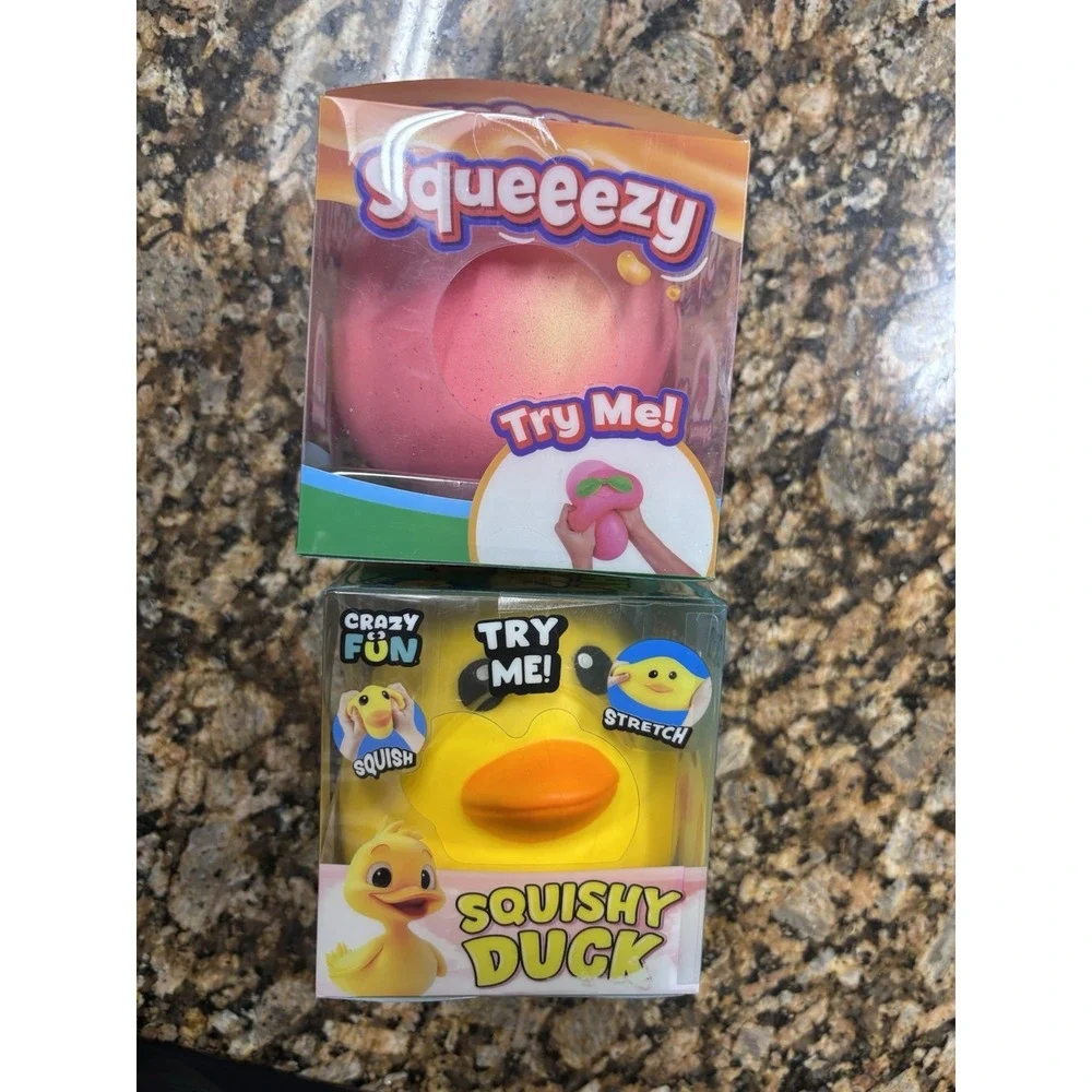 RMS Crazy Fun JUMBO Squishy Duck & Squeezy Sunny Days Peach Fidget Squeeze